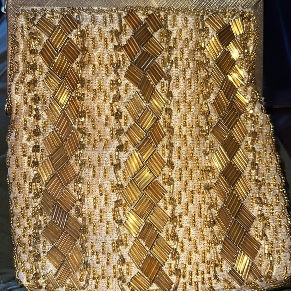 Fine Arts Bag Women’s Gold Beaded Made in Hong Kong Evening Bag Purse Vintage - Picture 2 of 16